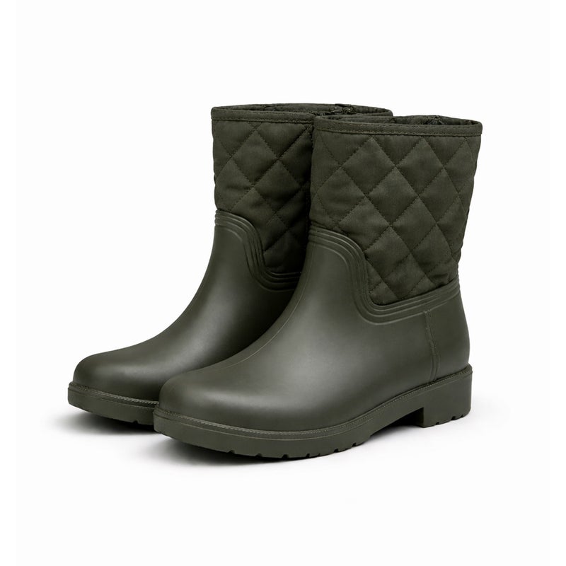 Kids Waterproof Rubber Mid-Calf Boots with Side Zipper for Boys & Girls, Non-Slip Sole, Easy Wear Design